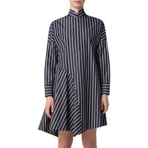 AKRIS PUNTO Womens US Size 14 XL | Striped Draped Insert Shirtdress Dress $990